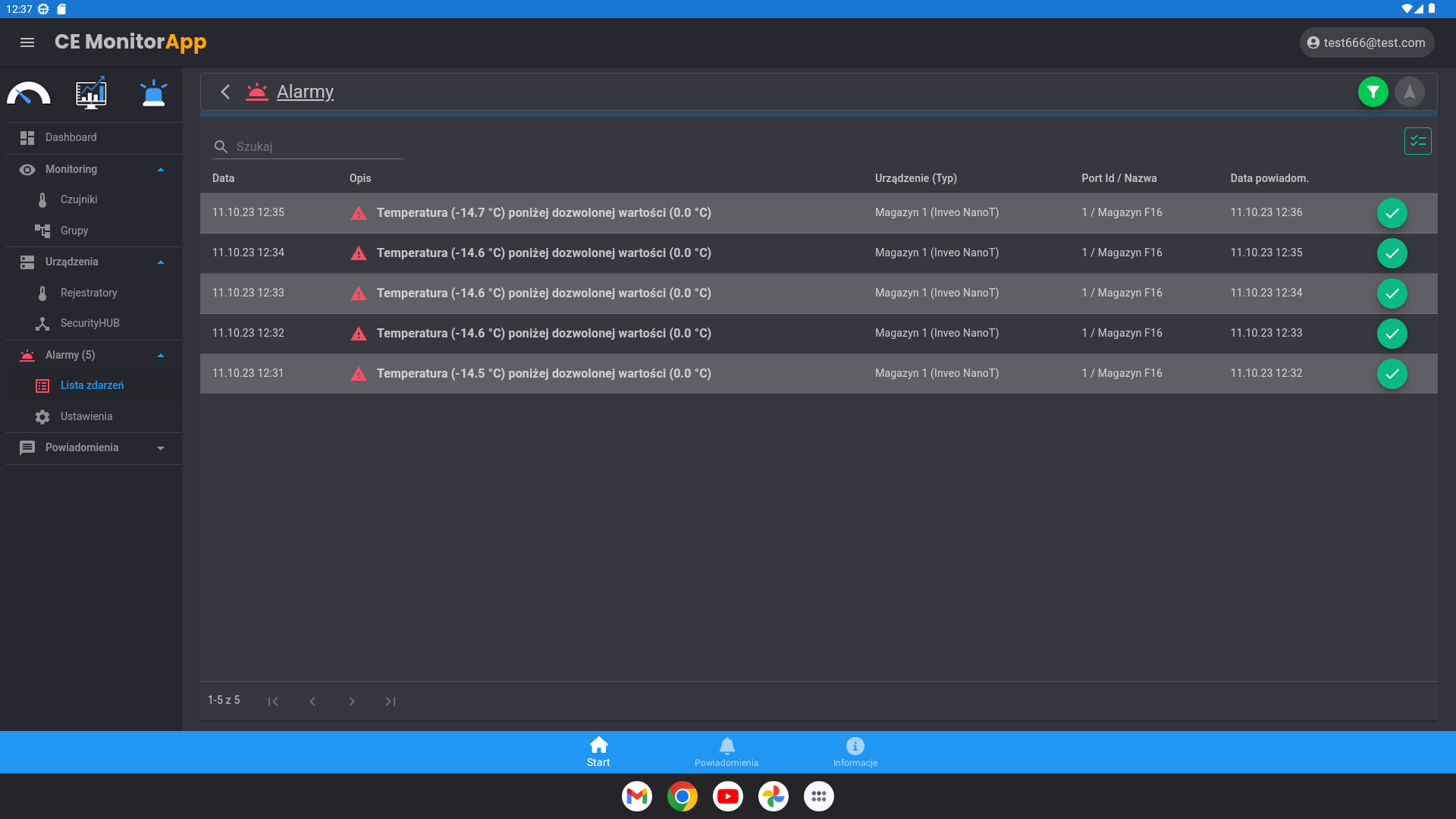 CE MonitorApp Mobile View